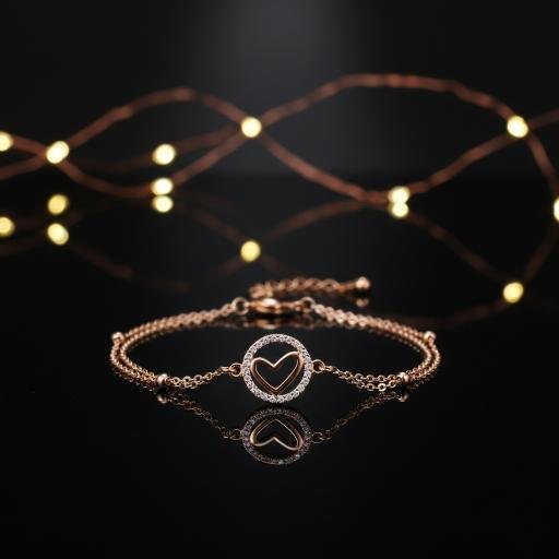 Heart in Zircon Circle Double Layer Bracelet - Rose Gold